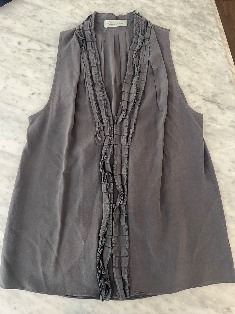 Geren Ford Gray Ruffle-Trim Sleeveless Camisole